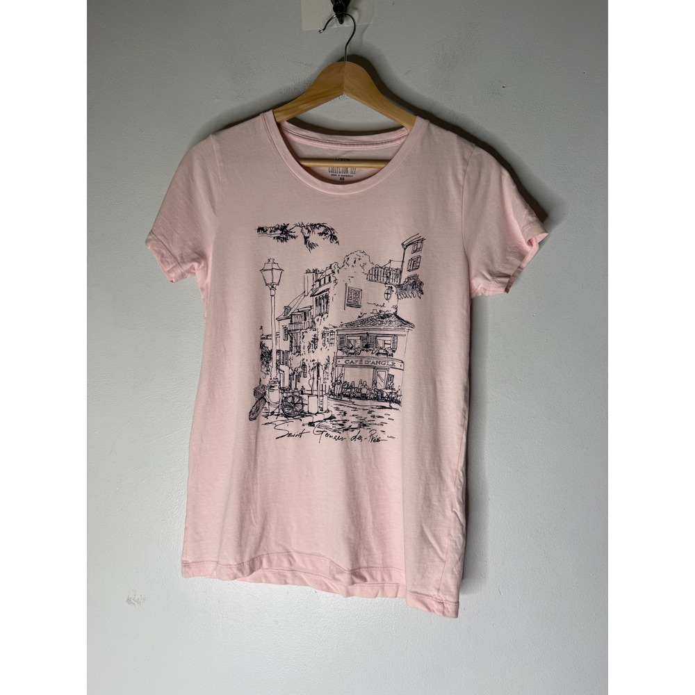 J crew factory Collector Tee Pink Paris Cafe Saint Germain Graphic T-Shirt XS